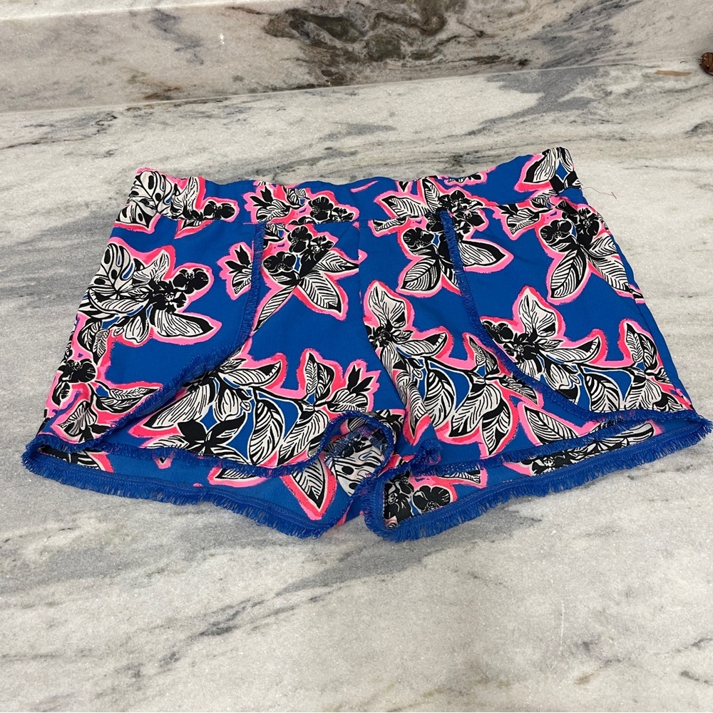 Total Girl High Waist Blue and Pink Floral Shorts size L plus
